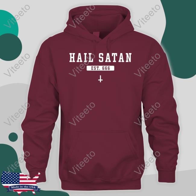 A Woman Wearing A Hail Satan Sweatshirt